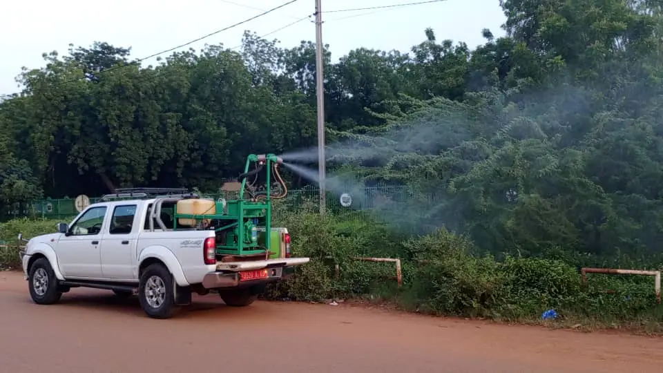 Health workers in Ouagadougou conducting mosquito control operations