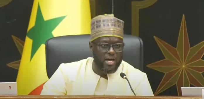 El Malick Ndiaye addressing party members during a plenary session