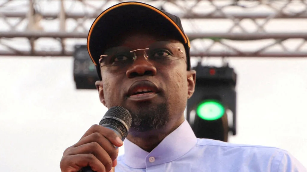 Ousmane Sonko addressing the public