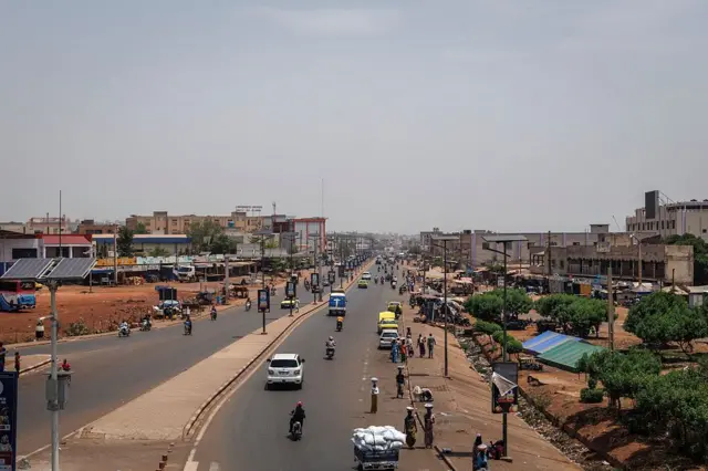 A general view of traffic on a main road in Bamako on April 26, 2026.
