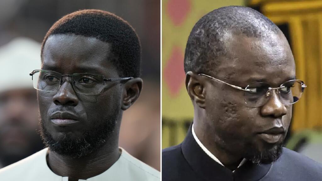 Senegal's President Bassirou Diomaye Faye (left) and former Prime Minister Ousmane Sonko (right).