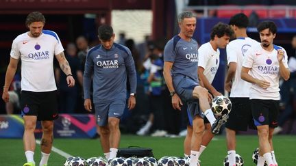 Luis Enrique addressing the media ahead of the 2026 Champions League final in Budapest