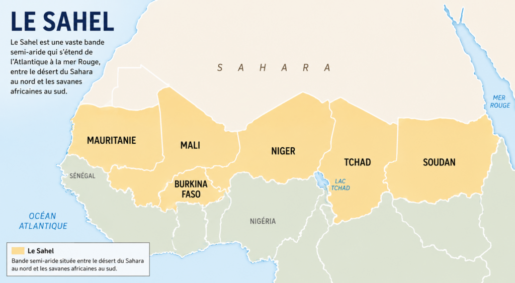 Sahel regional map highlighting humanitarian crisis zones