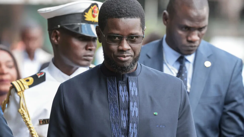 Senegal’s President Bassirou Diomaye Faye delivering remarks at a national ceremony