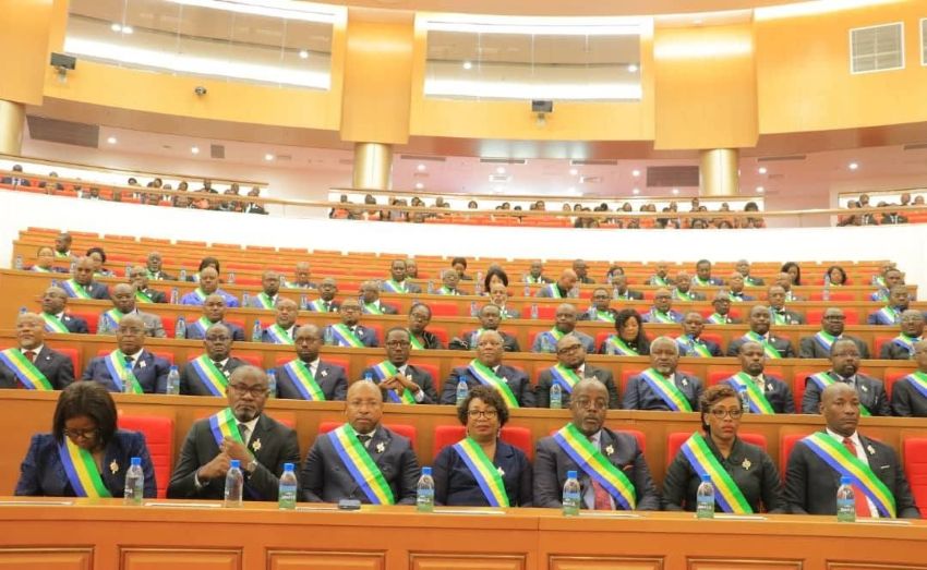 Deputies gathered at the Gabonese National Assembly for a historic congress