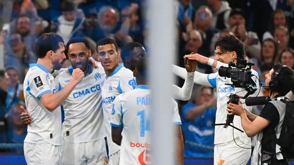 Olympique de Marseille players during a training session