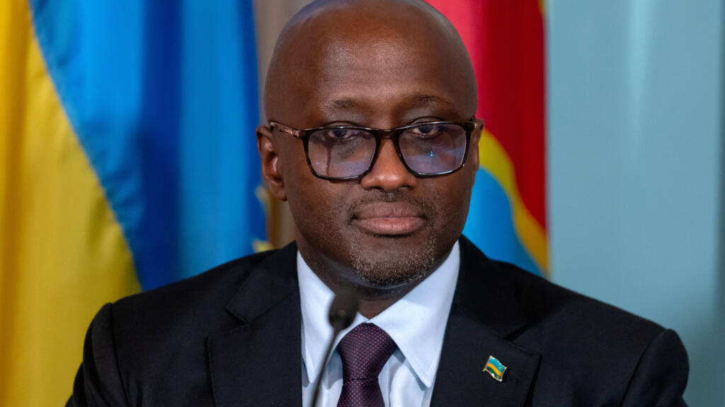 Rwandan Foreign Minister Olivier Nduhungirehe at a peace agreement signing ceremony between Rwanda and the Democratic Republic of Congo at the U.S. Department of State, Washington, June 27, 2025