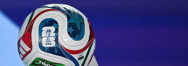 The soccer ball on display.