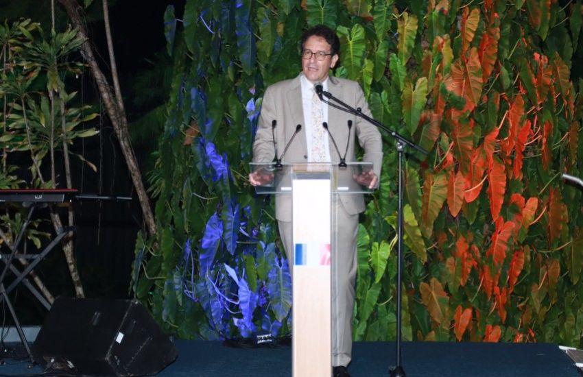 French Ambassador Fabrice Mauriès delivering a speech in Libreville