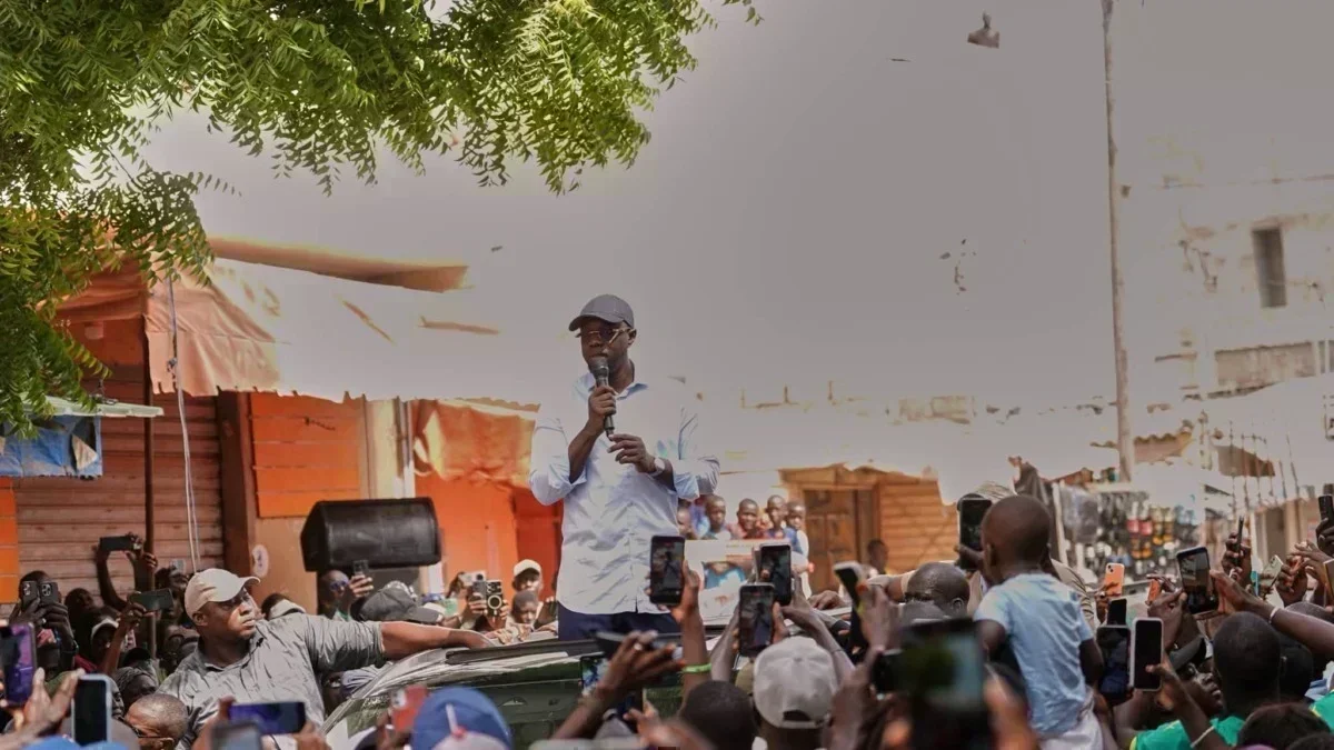 Ousmane Sonko addressing Pastef supporters in Bargny Ousmane Sonko addressing Pastef supporters in Bargny