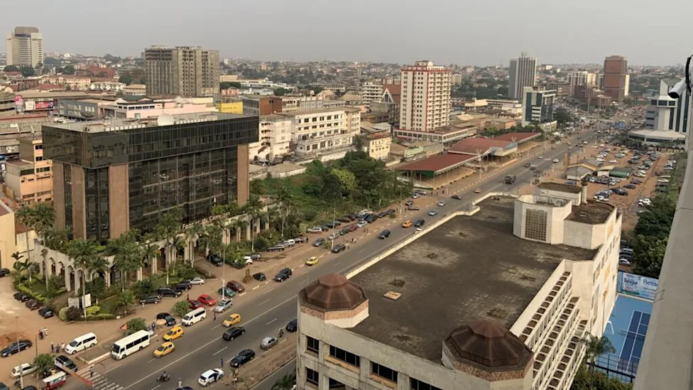 Aerial view of Yaoundé cityscape during census operations