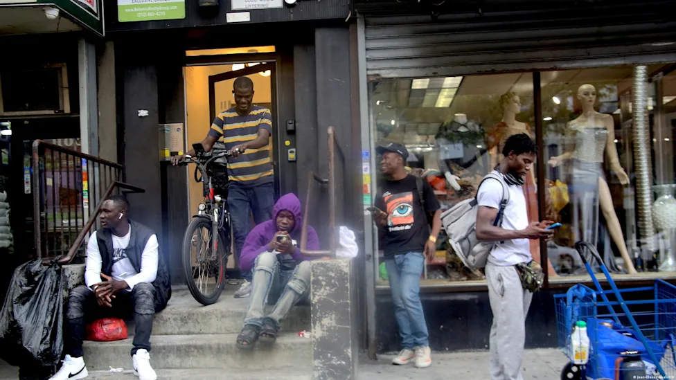 Group of migrants meeting with their lawyer in Yaoundé