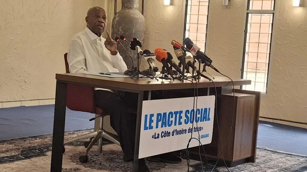 Portrait of Laurent Gbagbo in Côte d'Ivoire political event