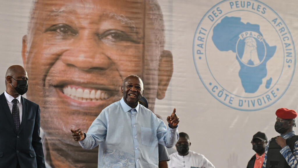Laurent Gbagbo, former president of Côte d'Ivoire and leader of the Ivorian Popular Front (PPA-CI), speaking at the closing ceremony of his party's first congress in Abidjan on May 15, 2026.